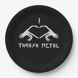 Thrash Skeleton Hands Heart Classic Paper Plate