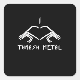Thrash Skeleton Hands Heart Classic Square Sticker