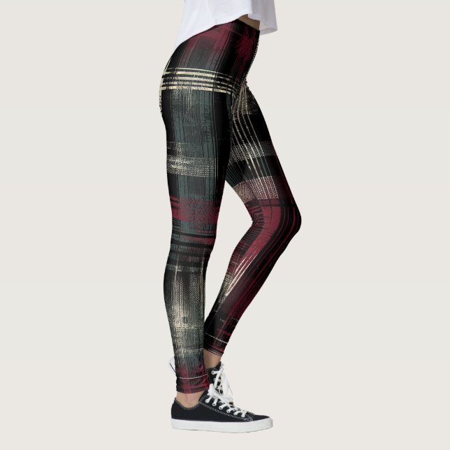 Thrashed Grungy Alternative Grunge Plaid Pattern Leggings (Right)