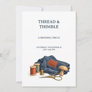 Thread and Thimble Mending Circle Invitation