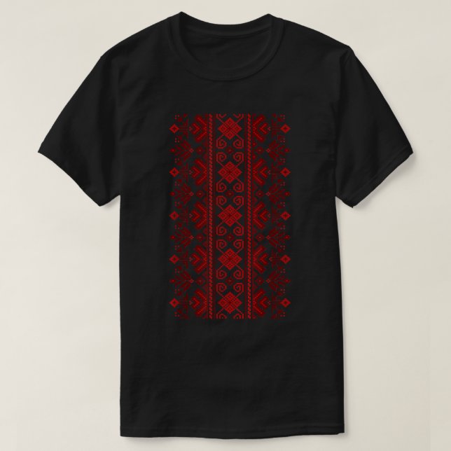 Thread Embroidery  Ukrainian Folk Ethnic Pattern O T-Shirt (Design Front)
