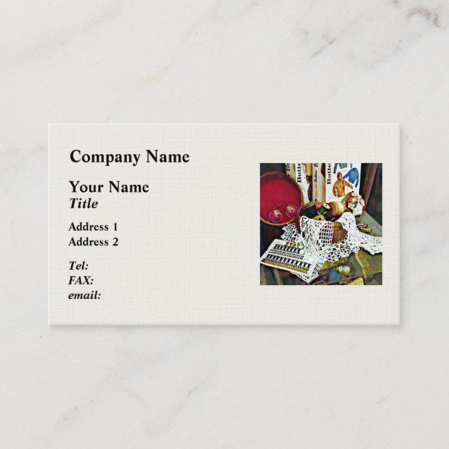 Thread, Lace and  Sewing Patterns Business Card (Front)