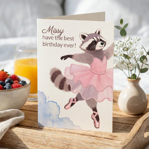 Thread-Painted Art Ballerina Add Name Birthday Card