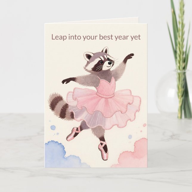 Thread-Painted Art | Ballerina Modern Birthday Card (Front)