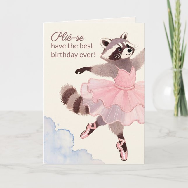Thread-Painted Art | Ballerina Witty Birthday Card (Front)