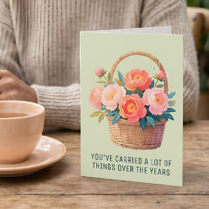 Thread-Painted Art   Peony Funny Mother's Day Holiday Card