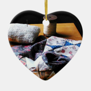 Thread Pincushion And Cloth Ceramic Tree Decoration