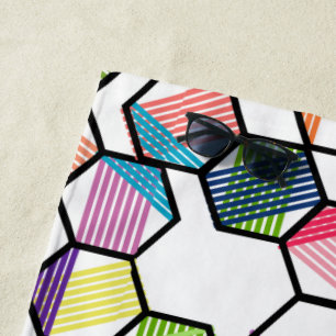 Threaded Hexagons Beach Towel