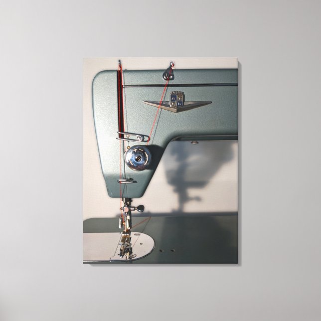 Threaded Mid Century Sewing Machine Canvas Print (Front)