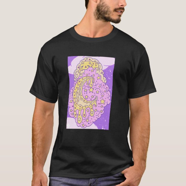 Threadless Aidadaism Custard Cat Melting On A Clou T-Shirt (Front)