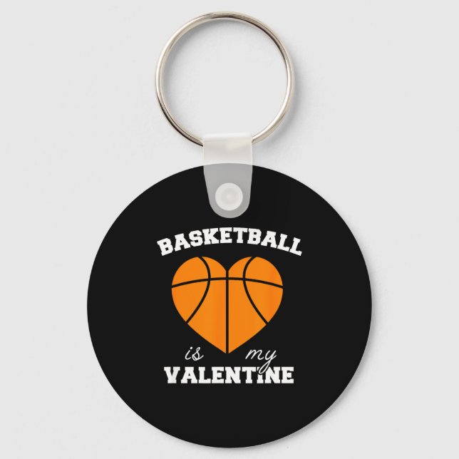 Threadrock Basketball Is My Valentine - Women's Un Key Ring (Front)