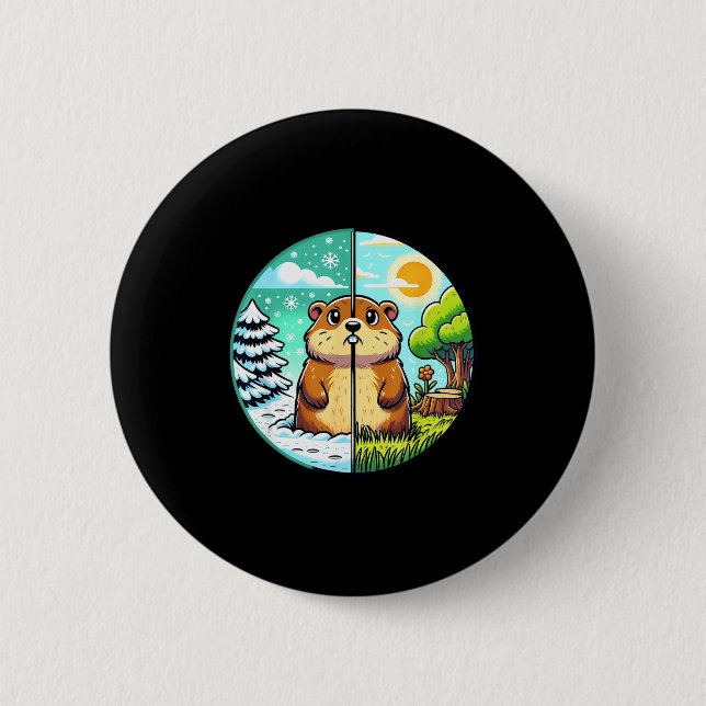 Threadrock Winter Or Spring Groundhog Day , Small, 6 Cm Round Badge (Front)