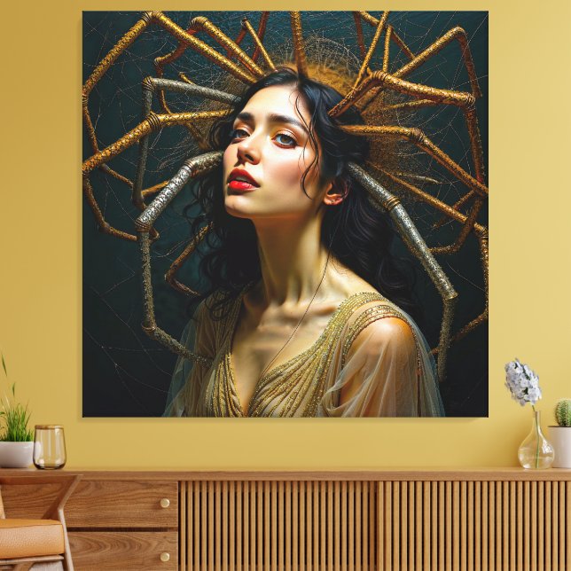 Threads of Transgression  Arachne's Transformation Canvas Print (Insitu(LivingRoom))