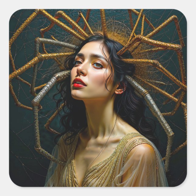 Threads of Transgression  Arachne's Transformation Square Sticker (Front)