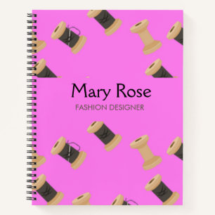 Threads & spools pattern pink notebook