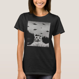 ThreadWeird Alien Cat UFO T-Shirt - Classic Fit, R