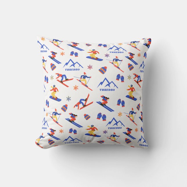 Thredbo Australia Ski Snowboard Pattern Cushion (Front)