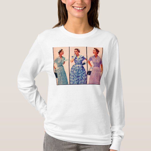 three 1953 dresses - vintage clothing front + back (Front)