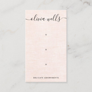 Three 3 Hole Pink Script Earring Display Holder Business Card