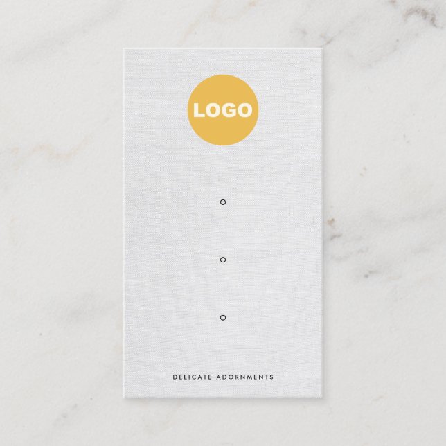 Three 3 Hole Stud Earring Display Grey Linen Logo Business Card (Front)