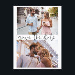 Three 3 Photo Minimalist Script Save The Date Postcard<br><div class="desc">Three 3 Photo Minimalist Script Elegant Wedding Save the Date Postcard</div>