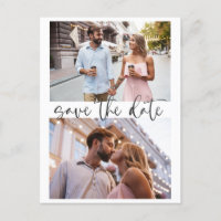 Three 3 Photo Minimalist Script Save The Date