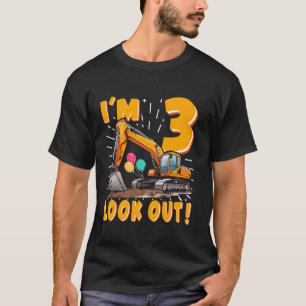 Three 3rd Birthday Boy Excavator Construction 3 Ye T-Shirt