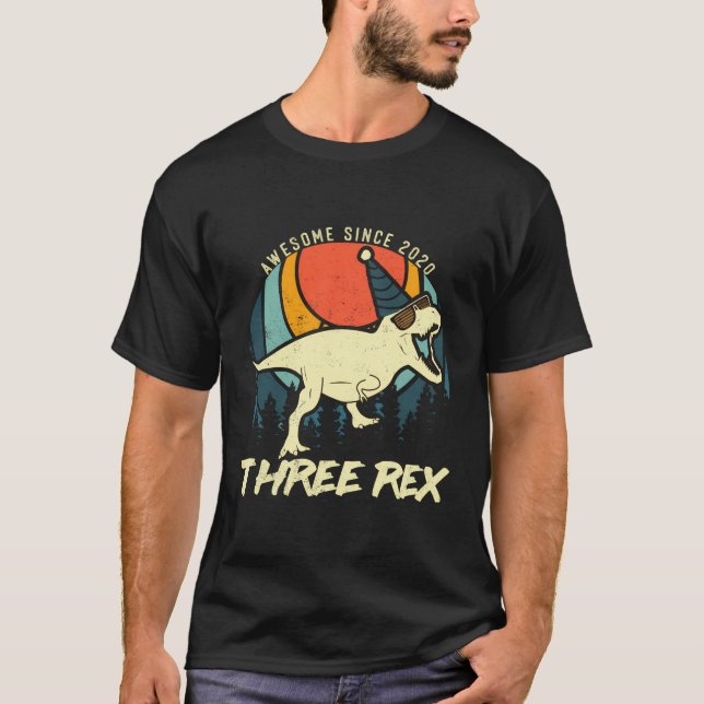 Three 3Rd Birthday Rex Third Dinosaur 3 Year Old F T-Shirt (Front)