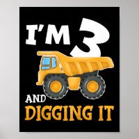 Three 3yr 3rd Birthday Construction Boy 3 Years Ol