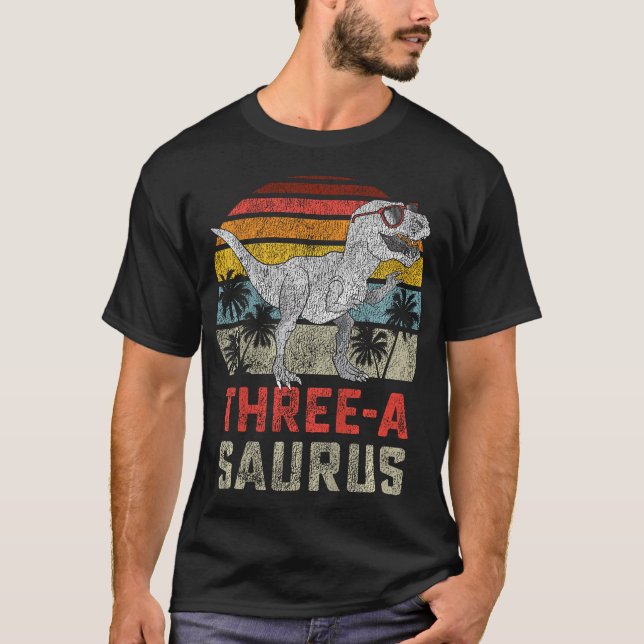 Three A Saurus Birthday T Rex 3 Year Old Dino 3Rd  T-Shirt (Front)
