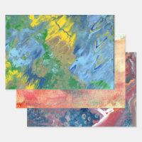 Three abstract acrylic paintings