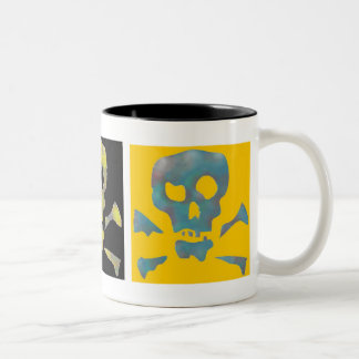 Three Abstract Pop Art Skulls Two-Tone Coffee Mug