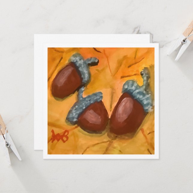 Three Acorns Card (Front/Back In Situ)