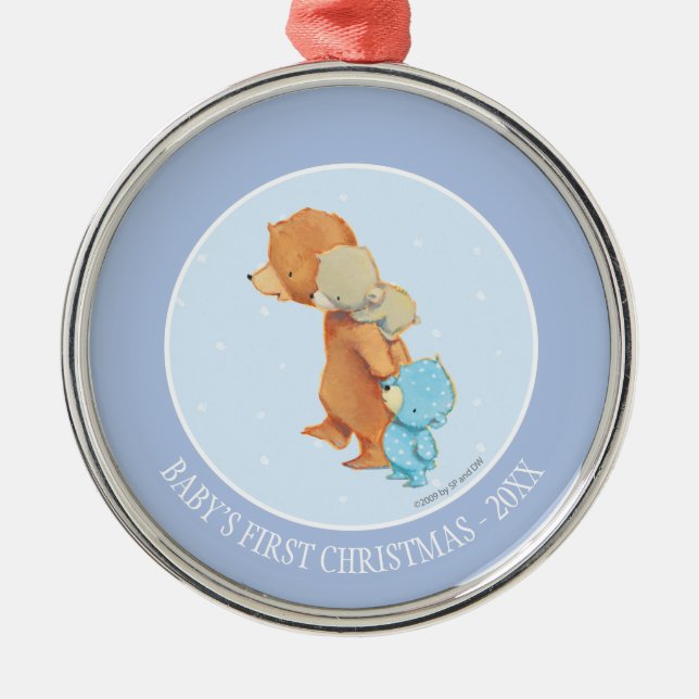 Three Adorable Bear Friends Metal Tree Decoration (Front)