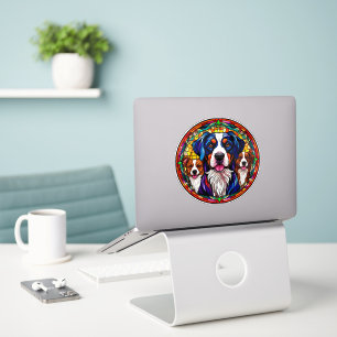 Three Adorable Dogs Stained Glass Style Portrait