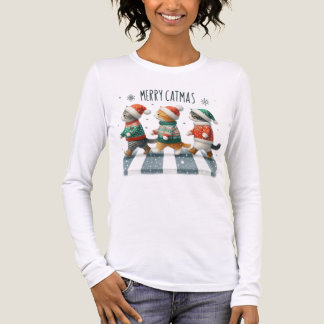 THREE ADORABLE MERRY CATMAS CATS Tri-Blend SHIRT