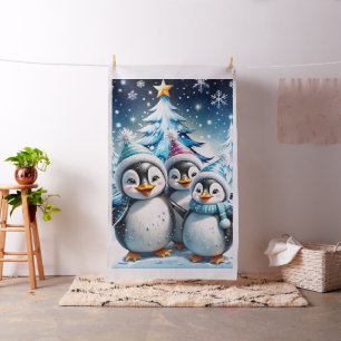 Three adorable penguins fabric