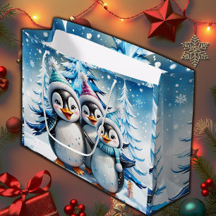 Three adorable penguins large gift bag