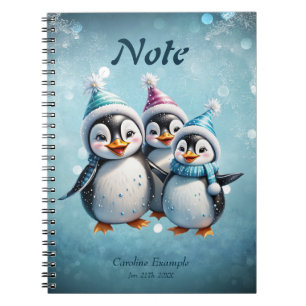 Three adorable penguins notebook