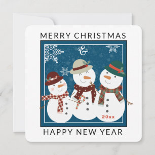 Three Adorable Snow People Christmas  Holiday Card