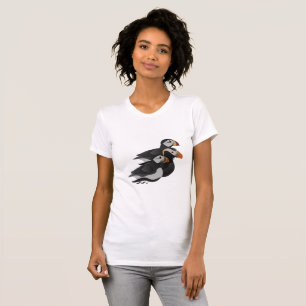 Three Adorably Friendly Puffins Swimming Cartoon T-Shirt