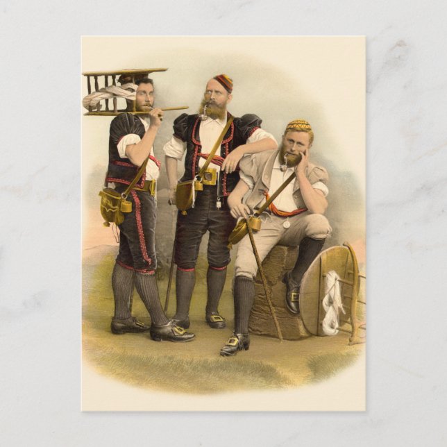 Three Alpine Herdsmen / Cheesemakers from Gruyeres Postcard (Front)