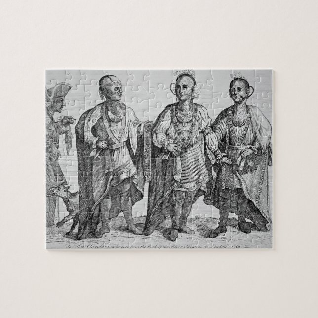Three American Cherokee Chiefs, 1762 (engraving) Jigsaw Puzzle (Horizontal)