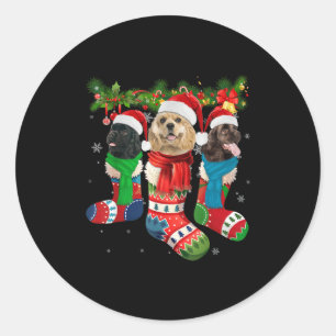Three American Er Spaniels In Christmas Socks  Classic Round Sticker