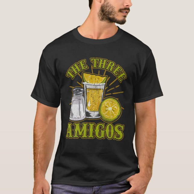 Three Amigos Funny Cocktail Bartending Alcohol Pun T-Shirt (Front)