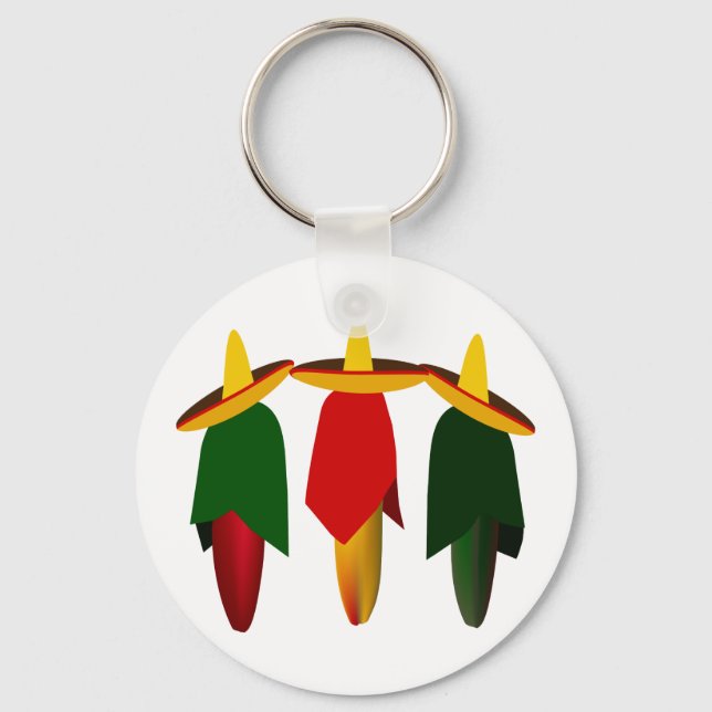 Three Amigos Hot Peppers Key Ring (Front)