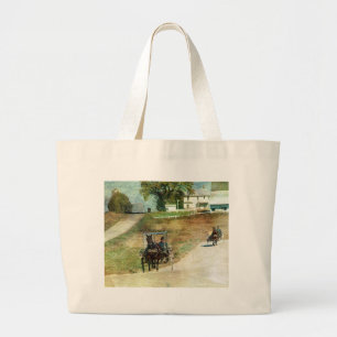 Three Amish Buggies Large Tote Bag