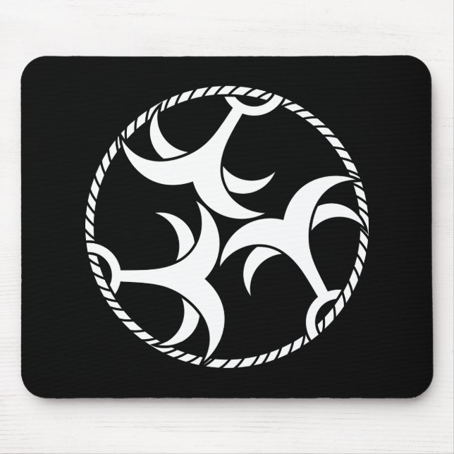 Three anchors with rope mouse pad (Front)