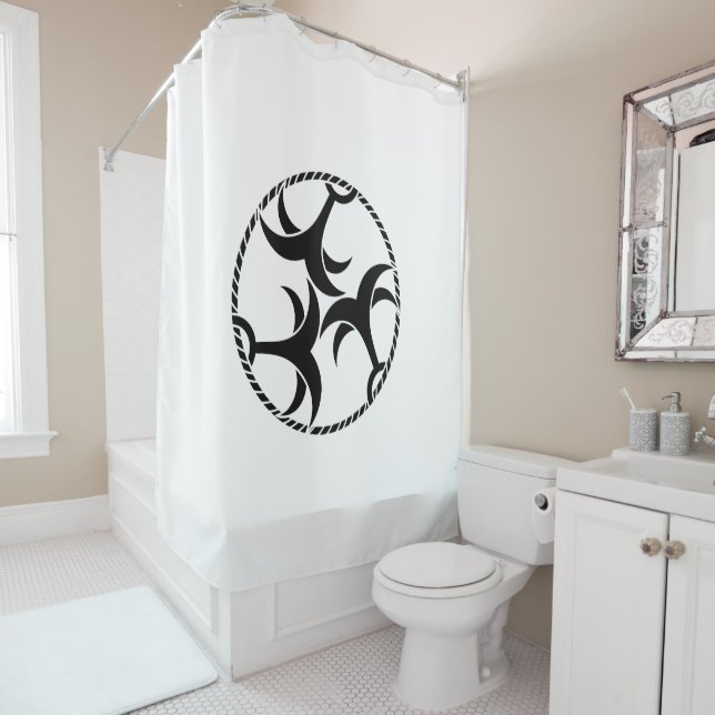 Three anchors with rope shower curtain (In Situ)