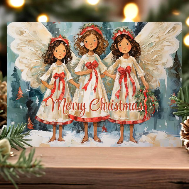 Three Angel Choir Merry Christmas Holiday Card (Creator Uploaded)